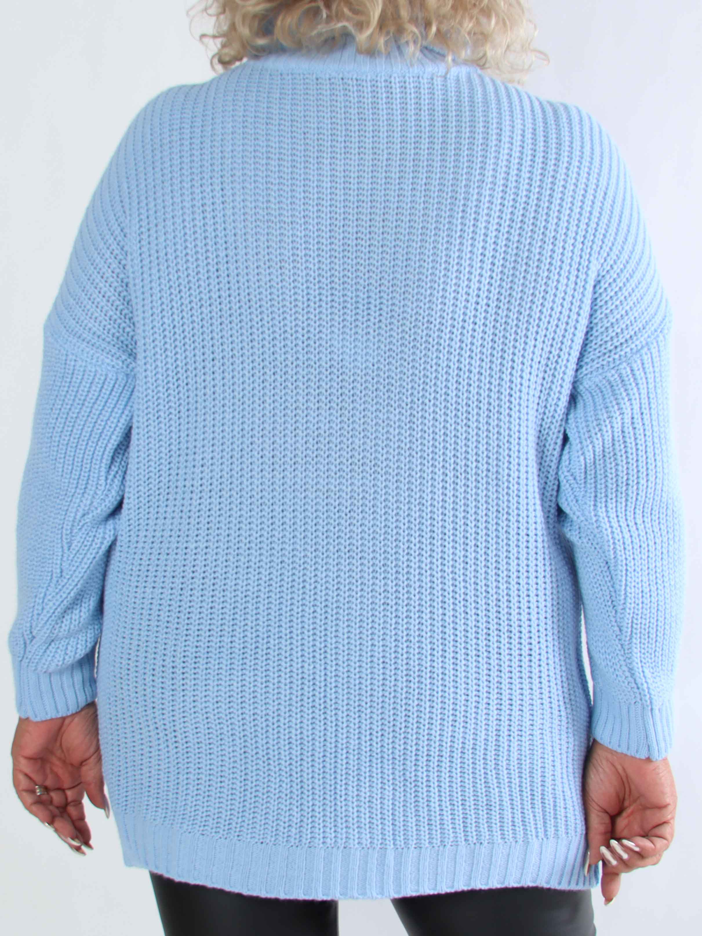 Cindy - Enfärgad mysig stickad plus size tröja med polotröja